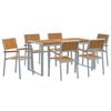 vidaXL Set de masă pentru grădină 7 buc. Gri Lemn Solid de Acacia
