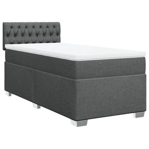vidaXL Pat box spring cu saltea, gri &icirc;nchis, 80x200 cm, textil