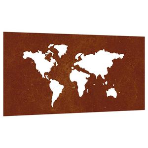 vidaXL Decor perete grădină 105x55 cm design harta lumii oțel Corten