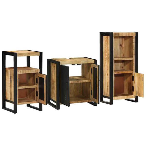 vidaXL Set de mobilier pentru baie cu sertar 3 pcs Lemn de mango solid