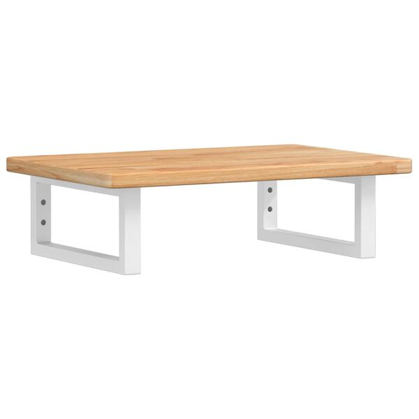 vidaXL Raft pentru lavoar montat pe perete, oțel și lemn masiv stejar