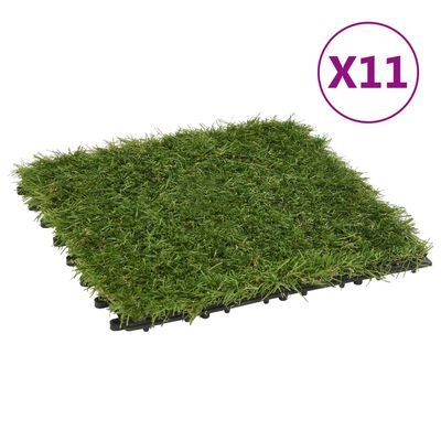 vidaXL Plăci de iarbă artificială, 11 buc, verde, 30x30 cm