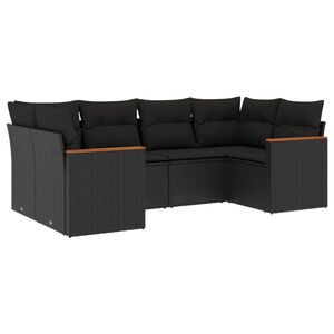 vidaXL Set mobilier de grădină cu perne, 6 piese, negru, poliratan
