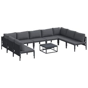 vidaXL Set de canapele pentru grădină 10 buc. Negru Oțel