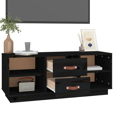 vidaXL Comodă TV, negru, 100x34x40 cm, lemn masiv de pin