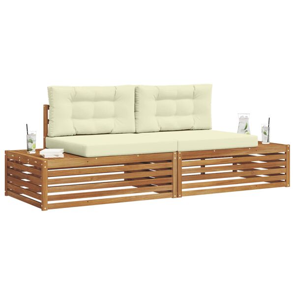 vidaXL Set de canapele de exterior cu pernă 2 Bucată Natural și Crem