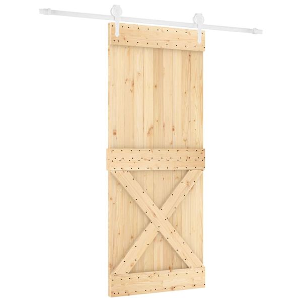 vidaXL Ușă glisantă cu set feronerie, 100x210 cm, lemn masiv de pin