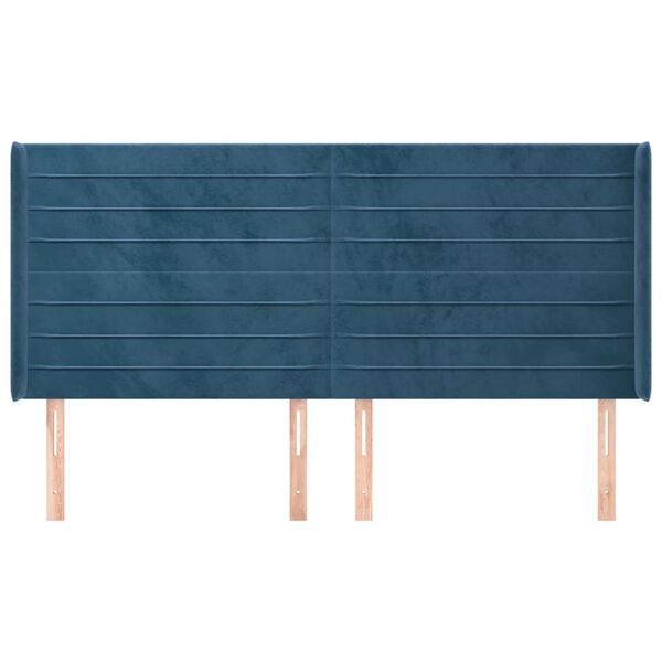 vidaXL Tăblie pat cu urechi albastru &icirc;nchis 163x16x118/128 cm catifea