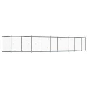 vidaXL Cușcă pentru c&acirc;ini cu ușă, gri, 8x2x1,5 m, oțel galvanizat