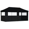 vidaXL Cort pliabil pentru petreceri cu 3 pereți laterali, negru