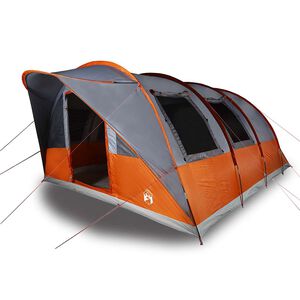 vidaXL Cort de camping tunel 5 persoane, gri/portocaliu, impermeabil