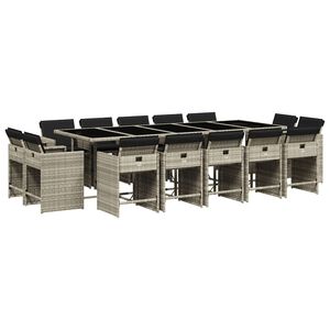 vidaXL Set mobilier de grădină cu perne 15 piese gri deschis poliratan