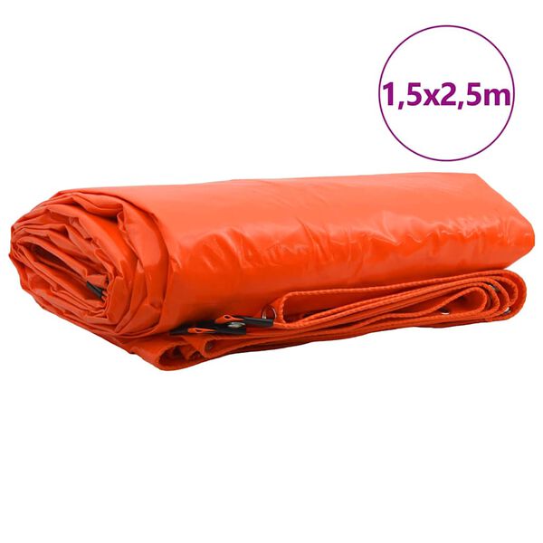 vidaXL P&acirc;nză 650g / m&sup2; Portocaliu 1,5 x 2,5 m P&acirc;nză cu acoperire PVC