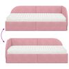 vidaXL Cadru de pat colțar cu saltea cu headboard 2 pcs Roz Catifea