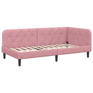 vidaXL Cadru de pat colțar cu headboard Roz 90 x 190 cm Catifea