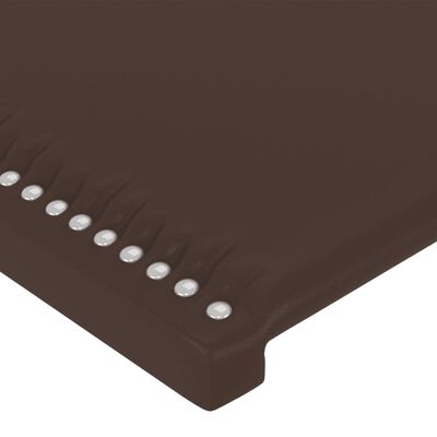 vidaXL Tăblie de pat cu LED, maro, 183x16x118/128 cm, piele ecologică