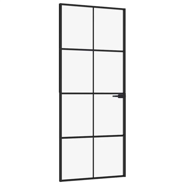 vidaXL Ușă de interior negru 83x201,5 cm sticlă securiz./aluminiu slim