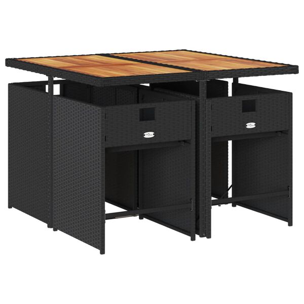 vidaXL Set mobilier de grădină cu perne, 5 piese, negru, poliratan