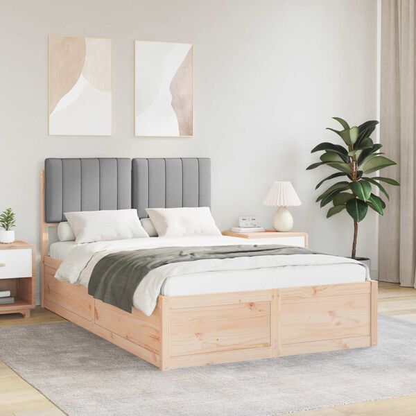 vidaXL Cadru de pat cu tăblie tapițată Gri deschis 120 x 200 cm