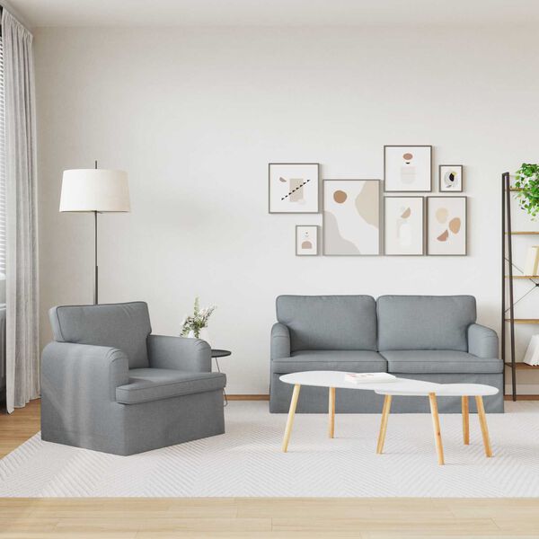 vidaXL Canapea 2 pcs Gri deschis 162 x 80 x 85 cm țesătură