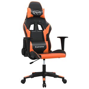 vidaXL Scaun de gaming de masaj, negru și portocaliu, piele ecologică