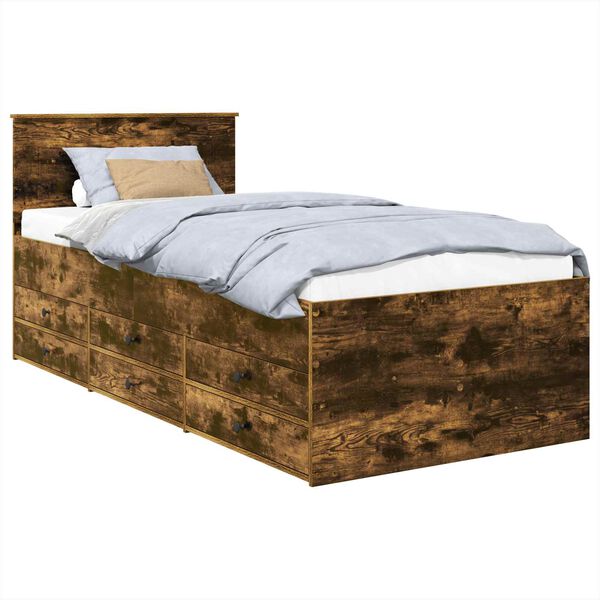 vidaXL Daybed Manual Stejar afumat și negru 90 x 200 cm Lemn compozit