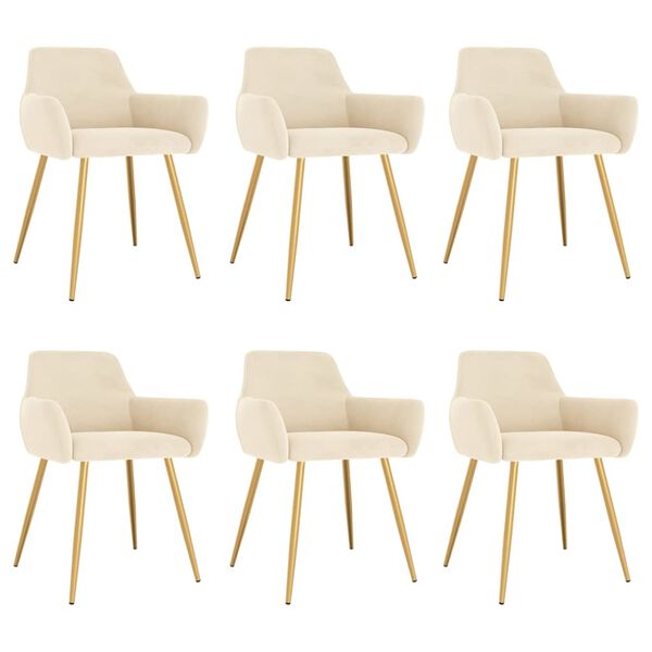 vidaXL Scaune de bucătărie, 6 buc., crem, catifea