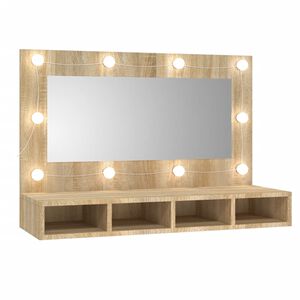 vidaXL Dulap cu oglindă și LED, stejar sonoma, 90x31,5x62 cm