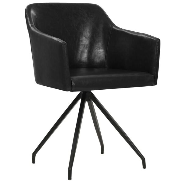 vidaXL Scaune de bucătărie pivotante, 2 buc. negru, piele ecologică