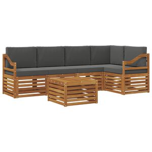 vidaXL Set canapea sectională cu pernă 6 pcs Natural și Antracit