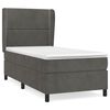 vidaXL Pat box spring cu saltea, gri &icirc;nchis, 90x200 cm, catifea