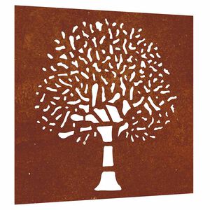 vidaXL Decor perete de grădină 55x55 cm design copac oțel Corten