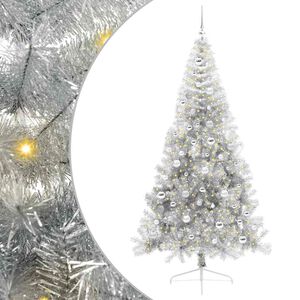 vidaXL Pom de Crăciun artificial pre-iluminat Argintiu 210 cm PET