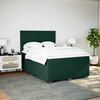 vidaXL Pat box spring cu saltea, verde &icirc;nchis, 140x190 cm, catifea