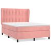 vidaXL Pat box spring cu saltea, roz, 140x200 cm, catifea