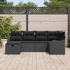 vidaXL Set de canapele pentru grădină cu pernă 6 pcs Negru Rattan poli