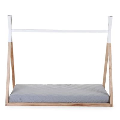 CHILDHOME Cadru de pat tipi, natural și alb, 70x140 cm, lemn B140TIPI