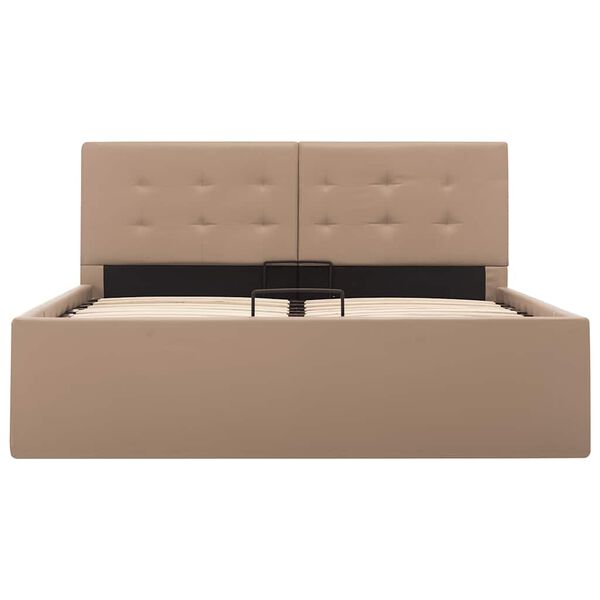 vidaXL Cadru pat hidraulic ladă cappuccino 120x200 cm piele ecologică