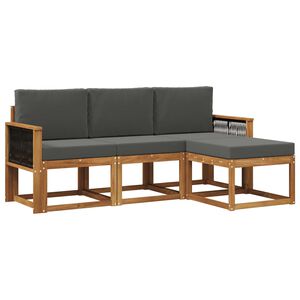 vidaXL Set de canapele de exterior cu pernă 4 pcs Natural și Antracit