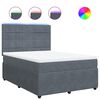 vidaXL Pat box spring cu saltea, gri &icirc;nchis, 140x190 cm, catifea