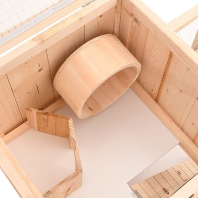 vidaXL Cușcă pentru hamsteri, 81x40x60 cm, lemn masiv de brad