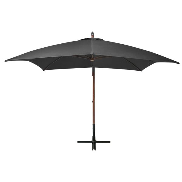 vidaXL Umbrelă suspendată cu stâlp, antracit, 3x3 m, lemn masiv brad