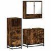 vidaXL Set mobilier de baie, 3 piese, stejar fumuriu, lemn prelucrat