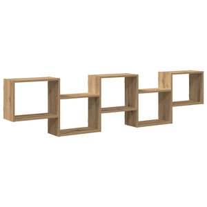 vidaXL Raft cubic de perete cu 5 compartimente stejar artizanal lemn