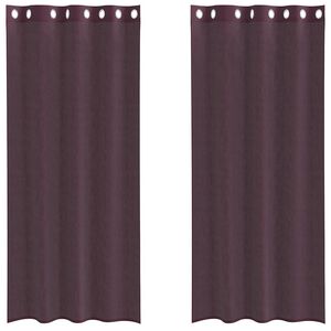 vidaXL Perdele Voile cu Oelii 2 buc Violet 140x225 cm