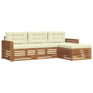 vidaXL Set de canapele de exterior 4 buc. Natural și Crem