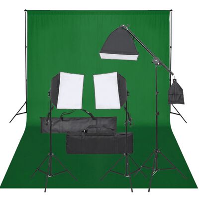 vidaXL Kit studio foto cu set de lămpi și fundal