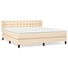 vidaXL Pat box spring cu saltea, crem, 160x200 cm, material textil