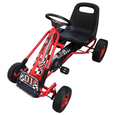 Kart copii cu pedale și scaun reglabil Roșu