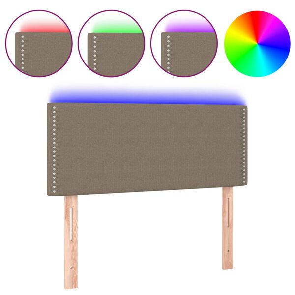 vidaXL Tăblie de pat cu LED, gri taupe, 90x5x78/88 cm, textil